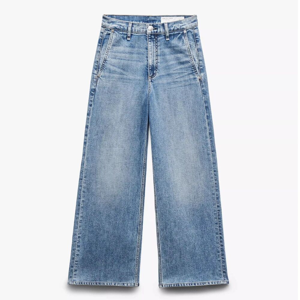 rag & bone Light Blue Wide Leg Flare Jeans - Picture 2 of 16